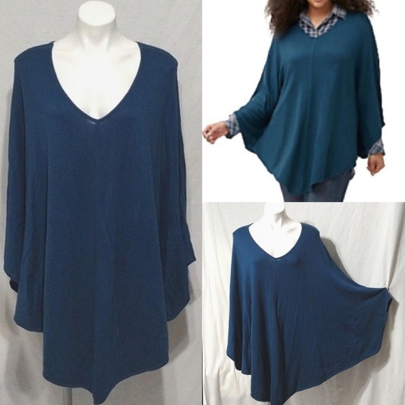 Melissa McCarthy Seven7 Plus Size V-Neck Kaftan Poncho Travel Wrap Top 1X - Picture 1 of 9
